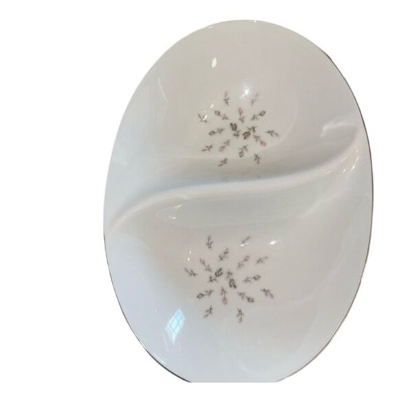 Vintage Petite Bouquet Oval Divided Serving Dish 12" Floral Design Fine China Ma - Picture 2 of 5